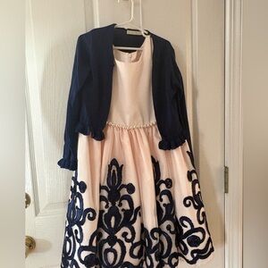 American Princess Pale Peach Satin Dress with Gold Script Label